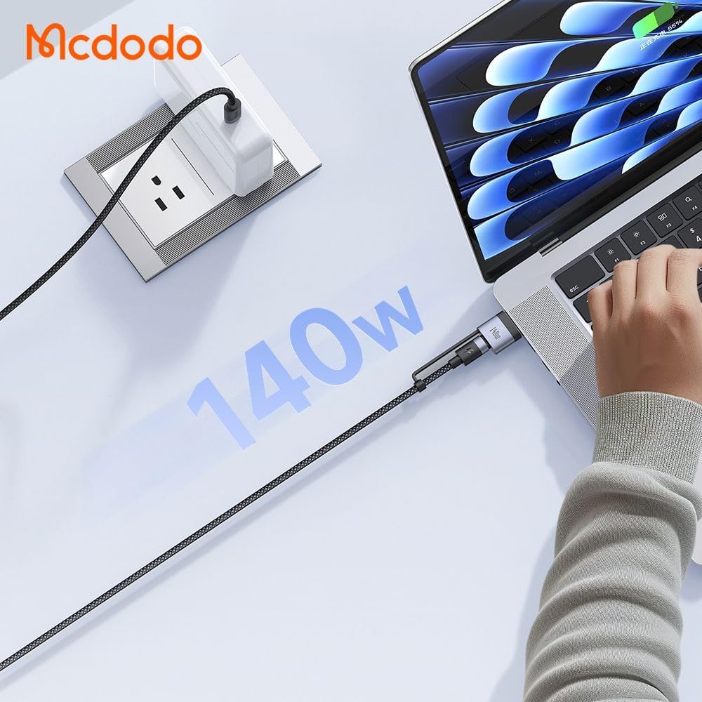 Mcdodo MagSafe 3 PD3.1 240W/140W Charging Cable - 2-in-1 USB-C to MagSafe 3 Fast Charger for MacBook Air, MacBook Pro, iPhone 15 Series, and USB-C Devices | 2M Aluminum Nylon Braided