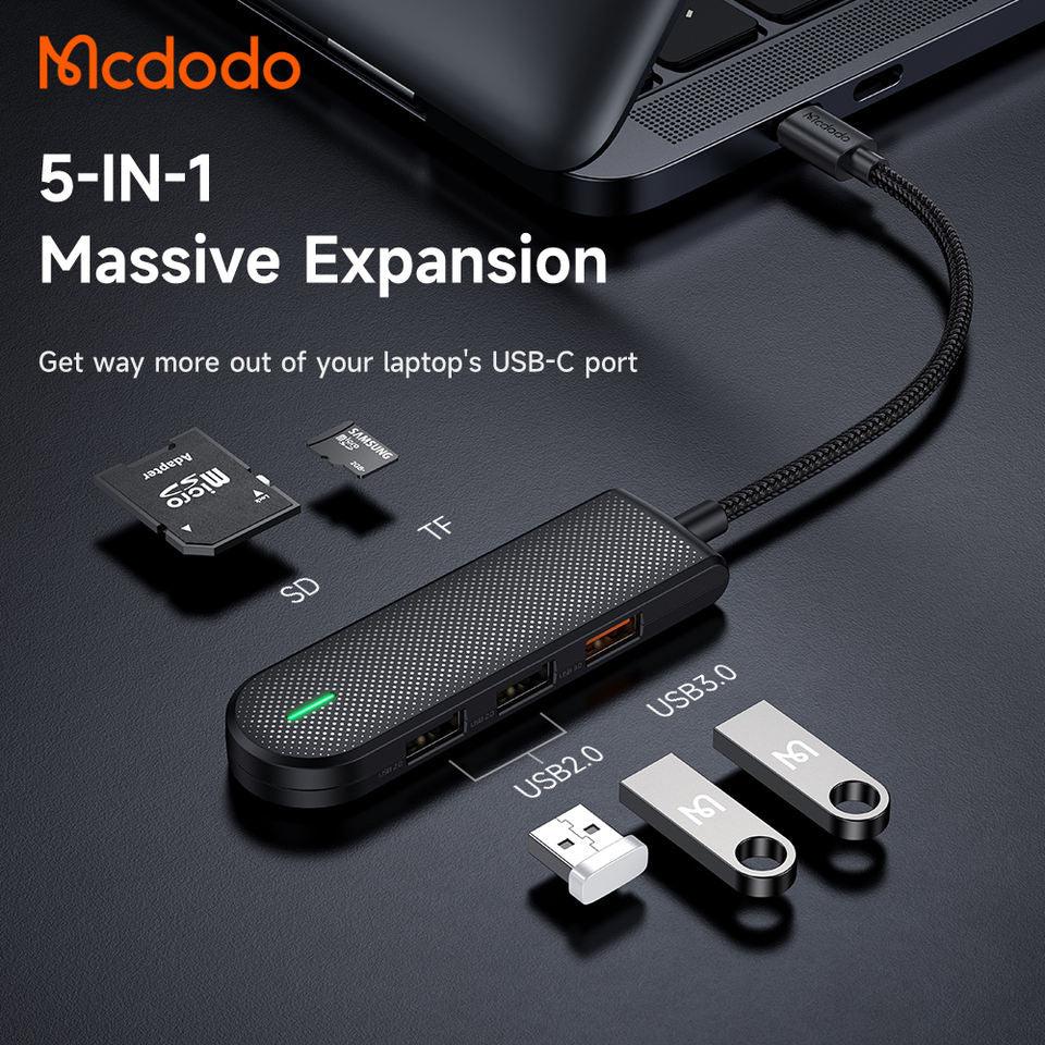 Mcdodo USB-C HUB 5 in 1 Support 2TB Hard Disk SD/TF Card Reader USB3.0 5Gbps Adapter. - Mcdodo Online