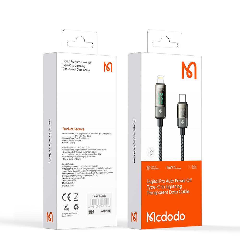 Mcdodo Digital Pro Auto Power Off USB-C to Lightning Transparent Data Cable (1.8M) - Mcdodo Online