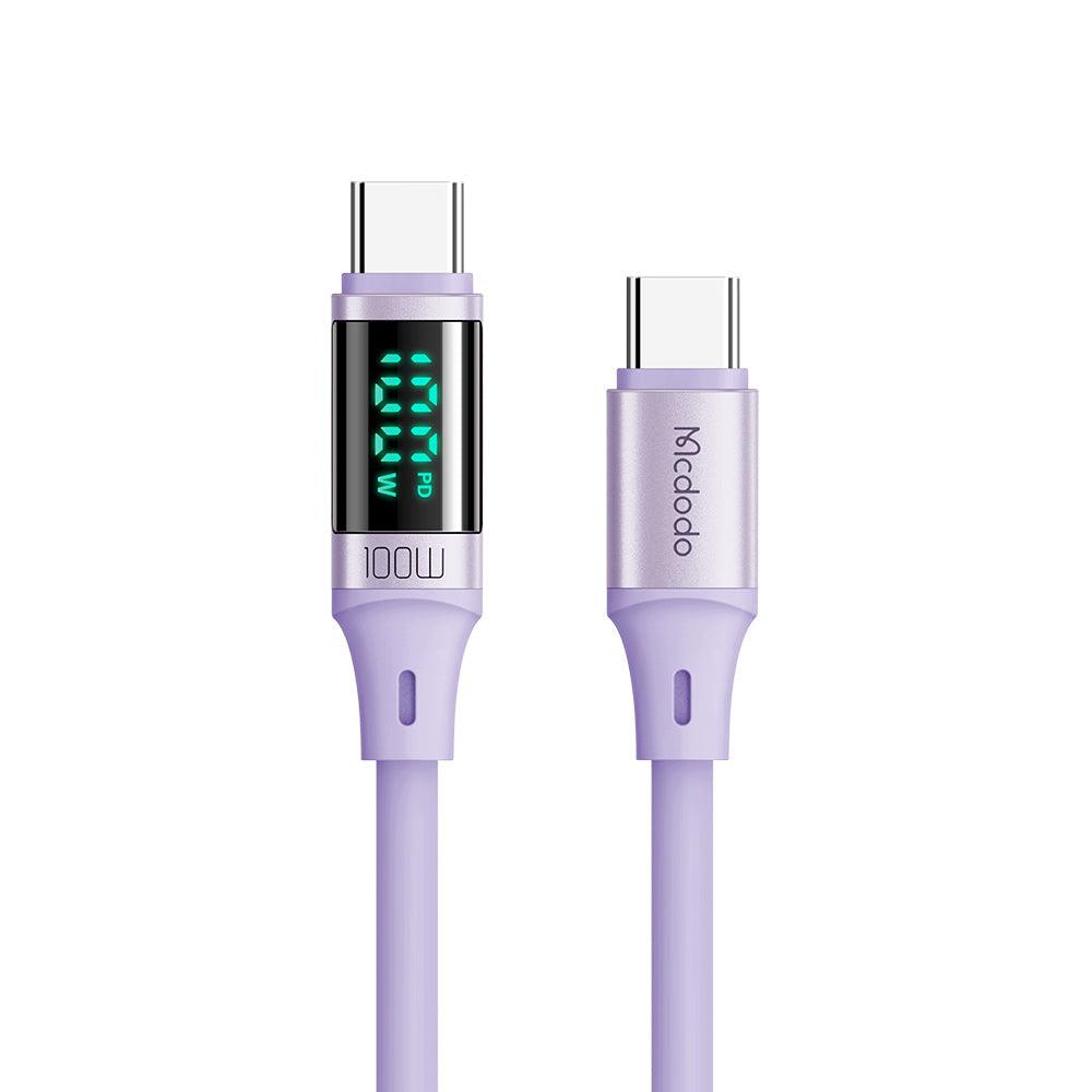Mcdodo Digital HD Silicone USB-C to USB-C 100W Cable - Fast Charging and Data Sync with LED Display. - Mcdodo Online