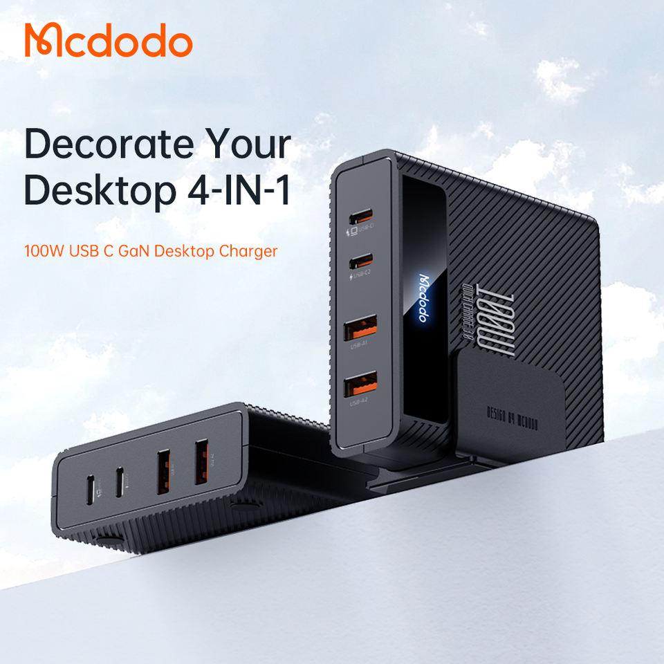 Mcdodo 100W Charger USB C 4-IN-1 2C2A 100W PD Charger Fast Charging Station With AC Cable 1.5Meter C Type 5A Charging Cable. - Mcdodo Online