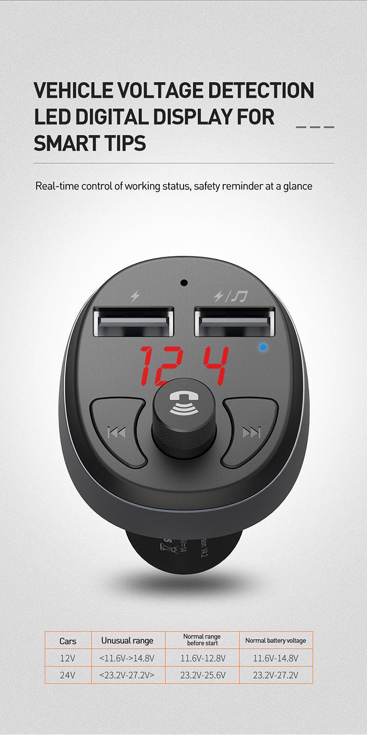Mcdodo BT Car Kit Microphone Handsfree Audio Version Stereo Dual Usb Car Charger Fm Transmitter Sup BT5.0 Usb. - Mcdodo Online