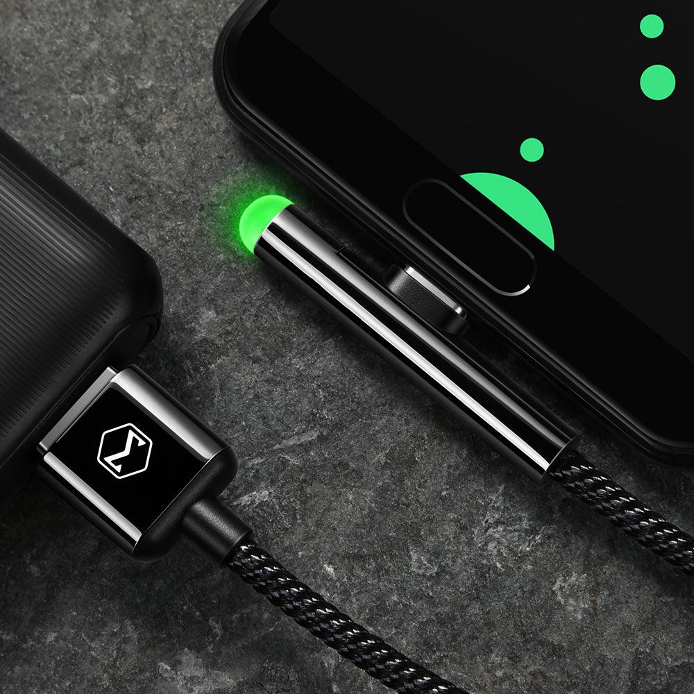 Mcdodo 90 Degree Gaming Design USB Type C Nylon Braided Sync Charge USB Data Cable. - Mcdodo Online