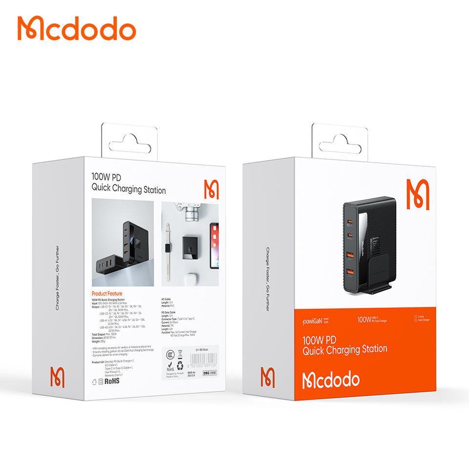 Mcdodo 100W Charger USB C 4-IN-1 2C2A 100W PD Charger Fast Charging Station With AC Cable 1.5Meter C Type 5A Charging Cable. - Mcdodo Online
