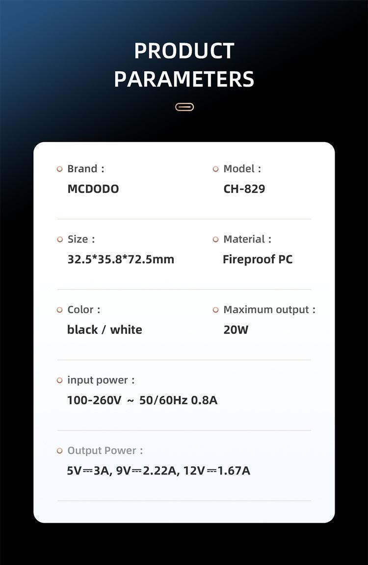 Mcdodo 20W Type-C Adapter for New series Smart Phones (20W C-Type PD Fast Charger) - Mcdodo Online