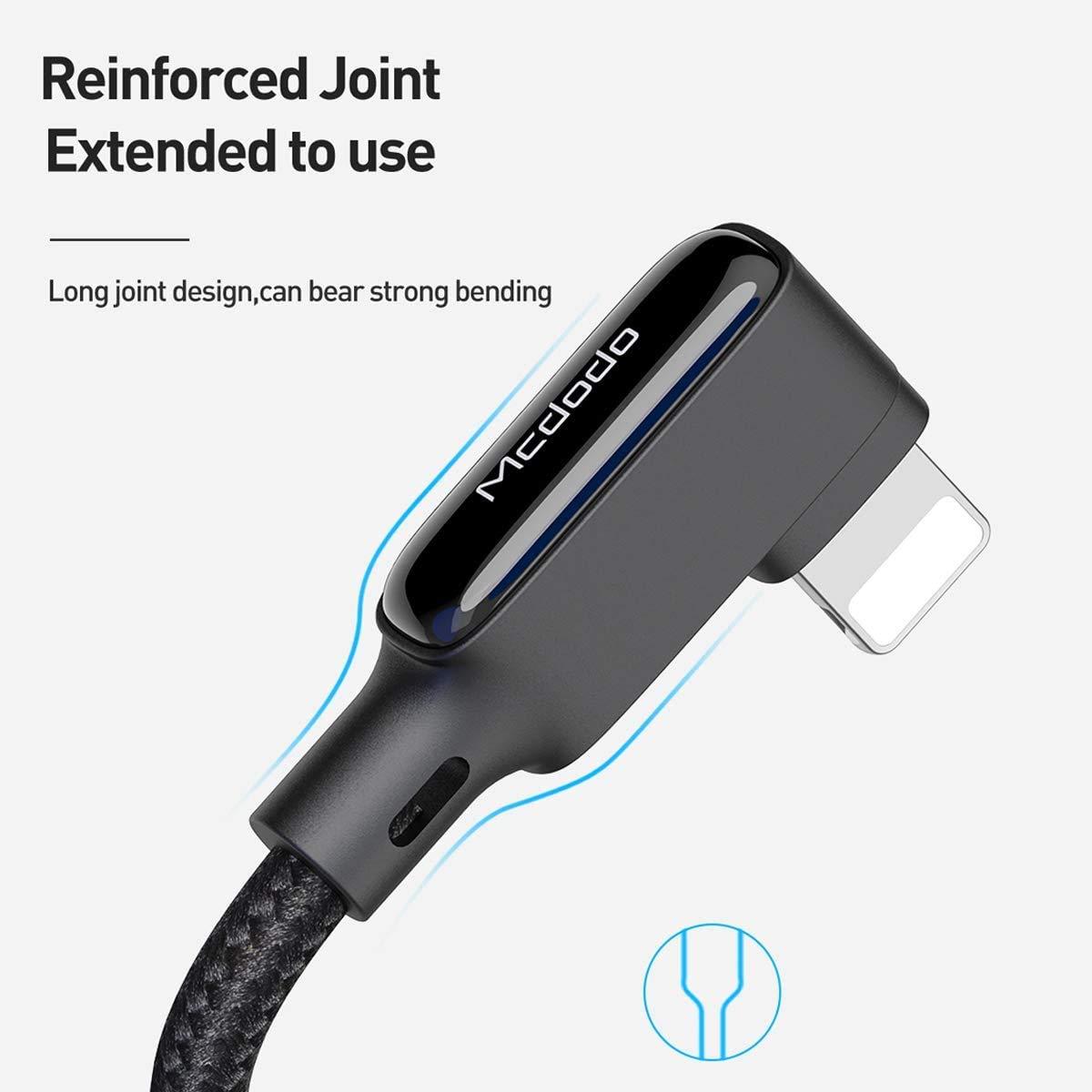 Mcdodo 90 Degree Gaming USB Cable for iPhone/ipad - Fast Charging & Data Sync with LED Light (6ft). - Mcdodo Online