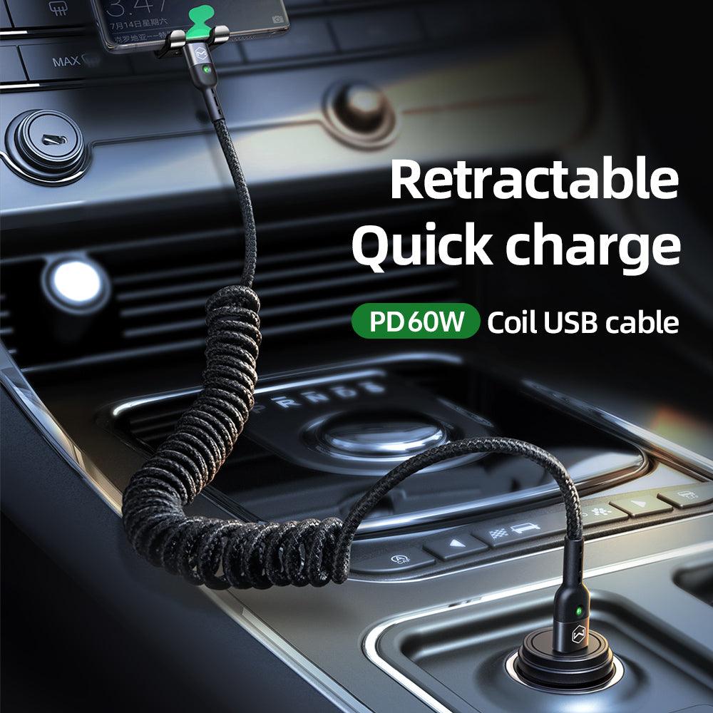 Mcdodo LED PD 3A 60W USB C To USB C Coil Spring Cable. - Mcdodo Online