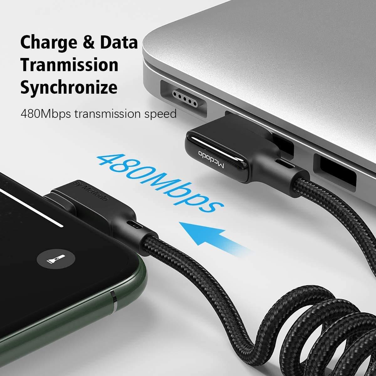 Mcdodo 90 Degree Gaming USB Cable for iPhone/ipad - Fast Charging & Data Sync with LED Light (6ft). - Mcdodo Online