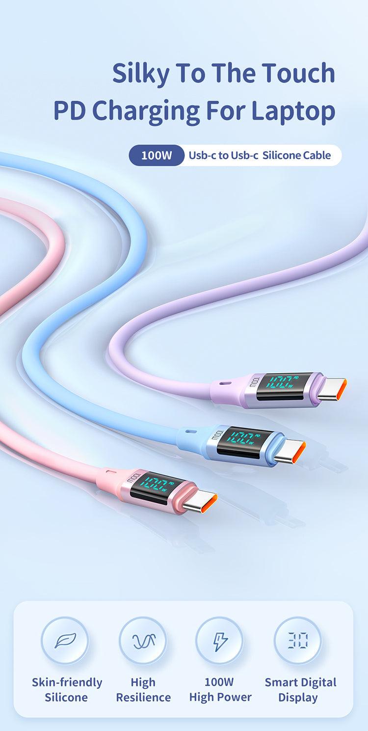 Mcdodo Digital HD Silicone USB-C to USB-C 100W Cable - Fast Charging and Data Sync with LED Display. - Mcdodo Online