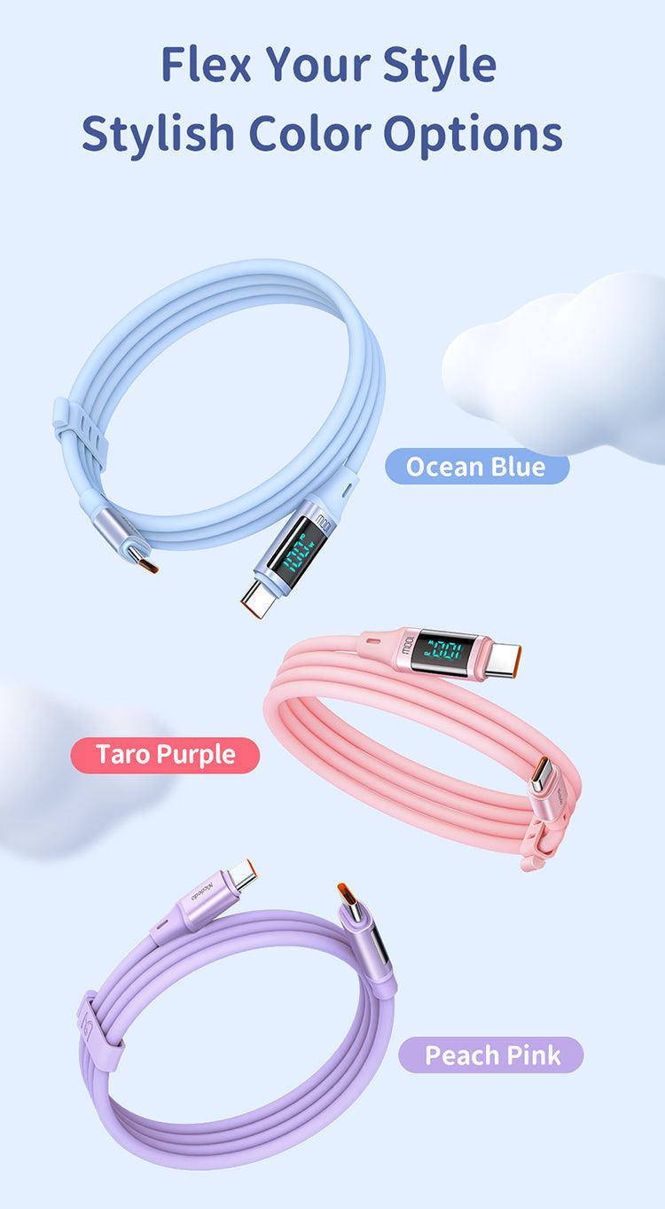Mcdodo Digital HD Silicone USB-C to USB-C 100W Cable - Fast Charging and Data Sync with LED Display. - Mcdodo Online