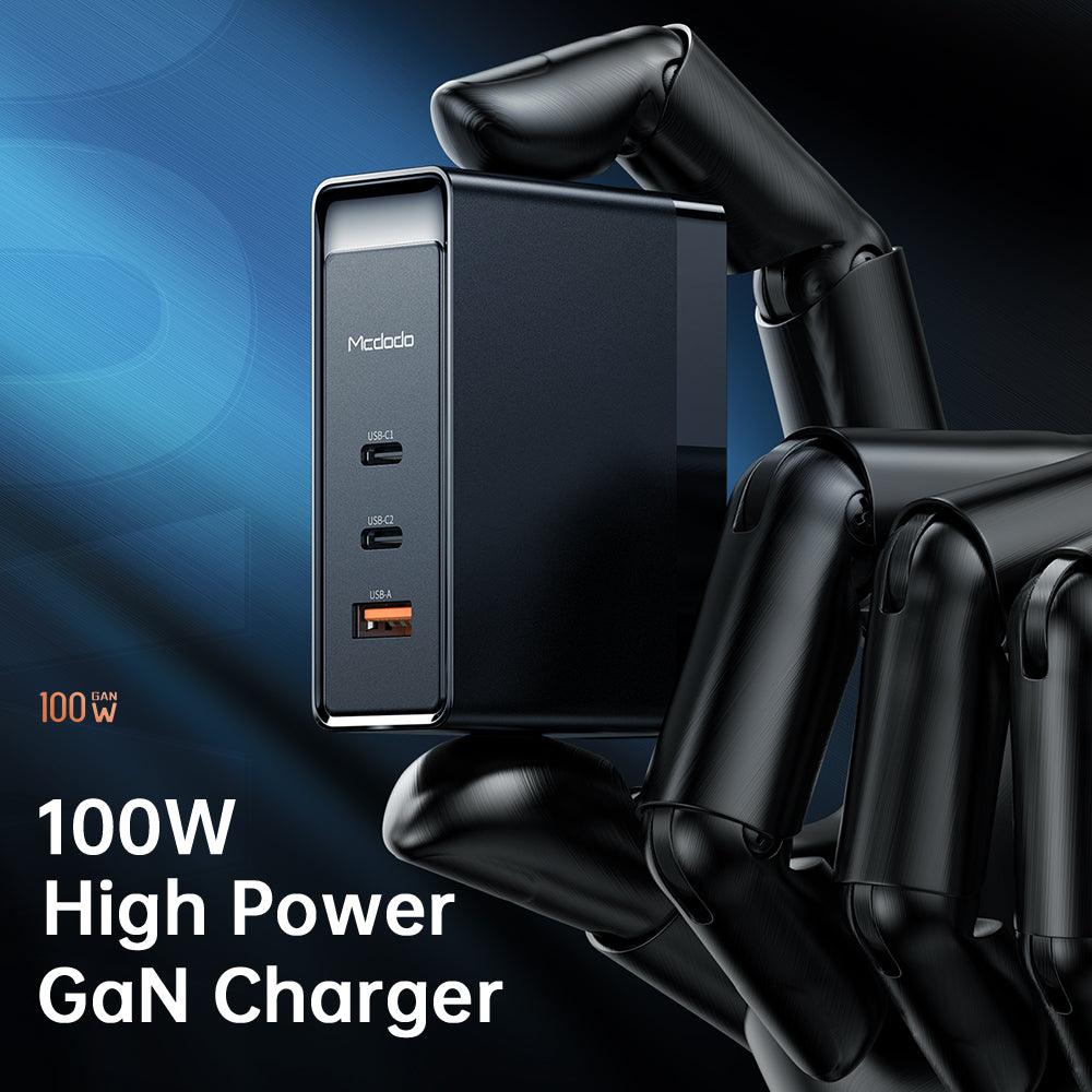 Mcdodo 100W GaN USB C Wall Charger, 100W Portable 3 Port Charger, USB-C QC PD 3.0 Power Adapter. - Mcdodo Online