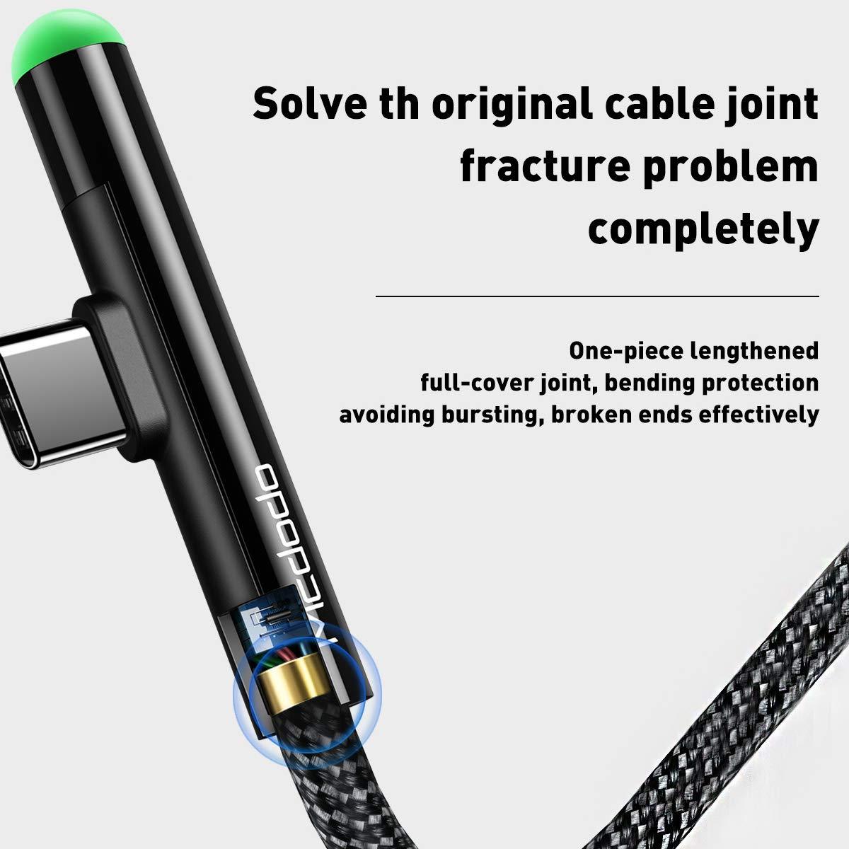Mcdodo 90 Degree Gaming Design USB Type C Nylon Braided Sync Charge USB Data Cable. - Mcdodo Online