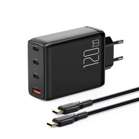 Get Fast Charging and Multiple Port Compatibility with Mcdodo GaN 120W PD USB-C3+USB1 Wall Charger & Cable Set (EU Plug) - Mcdodo Online