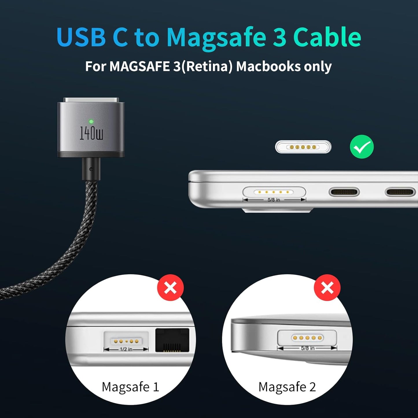 Mcdodo 140W USB-C Magnetic Charging Cable: Fast Charge for MacBook Pro & Air 2m.