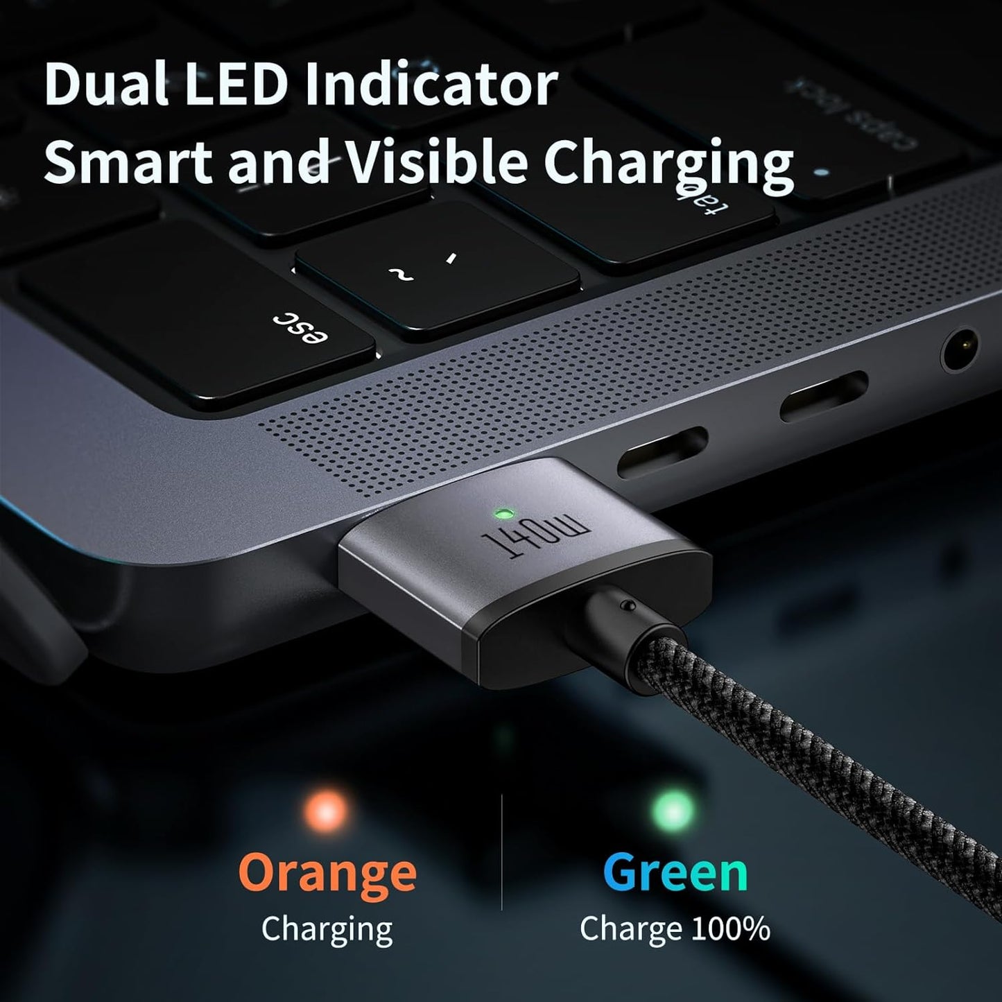 Mcdodo 140W USB-C Magnetic Charging Cable: Fast Charge for MacBook Pro & Air 2m.