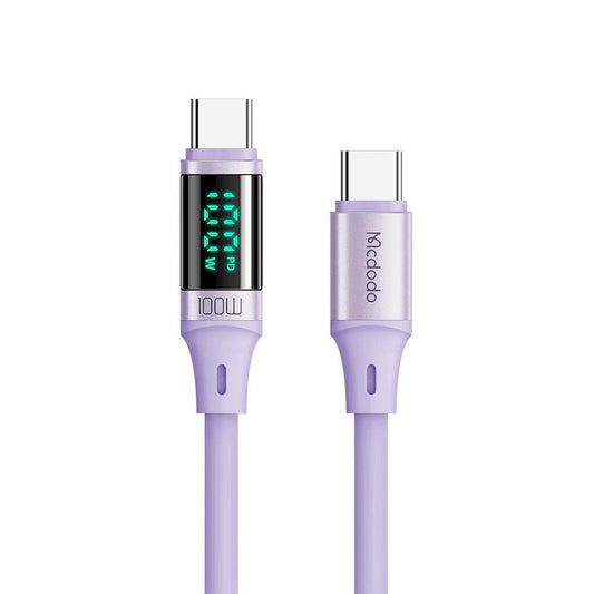 Mcdodo Digital HD Silicone USB-C to USB-C 100W Cable - Fast Charging and Data Sync with LED Display. - Mcdodo Online