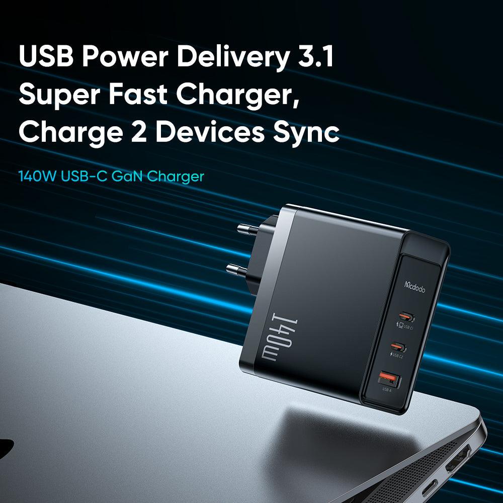 Mcdodo 140W GaN Charger - Dual Type-C + USB Fast Charger for iPhone and Android with Multiple Charging Protocols - Mcdodo Online