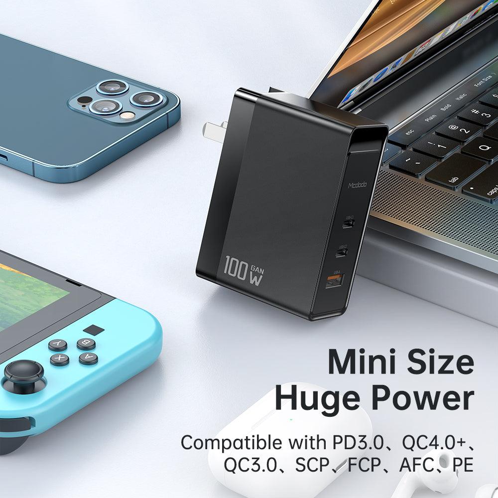 Mcdodo 100W GaN USB C Wall Charger, 100W Portable 3 Port Charger, USB