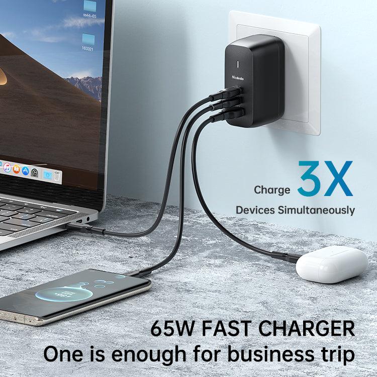 Mcdodo 65W GaN Wall Charger Eu Plug Dual Type-C + USB PD3.0 SCP AFC QC4.0 Fast Laptop Tablet Mobile. - Mcdodo Online