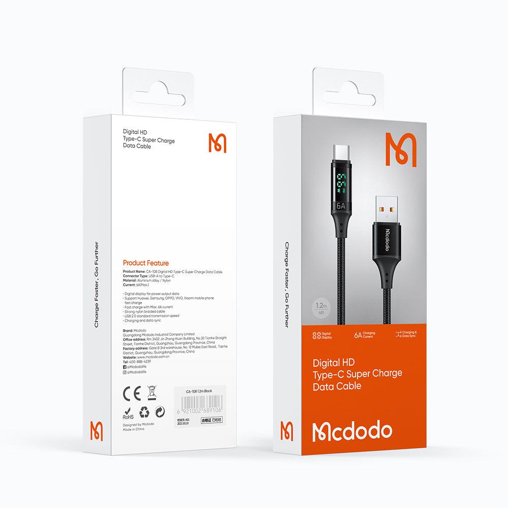 Mcdodo Digital HD Type-c 66W 6A Data Cable 1.2m - Mcdodo Online